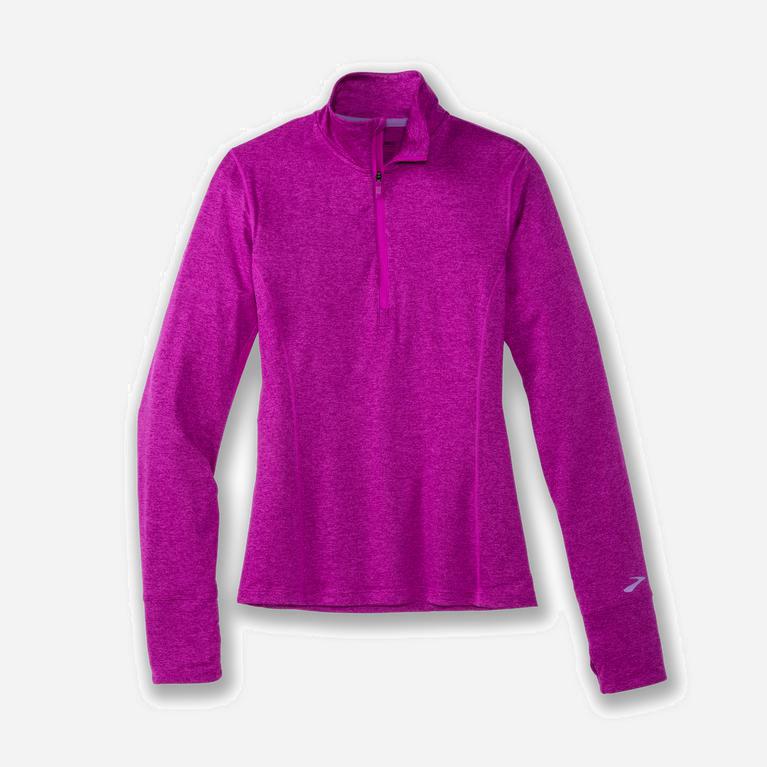 Brooks Dash 1/2 Zip Womens Running Jackets - Heather Magenta - Philippines (721596AXB)